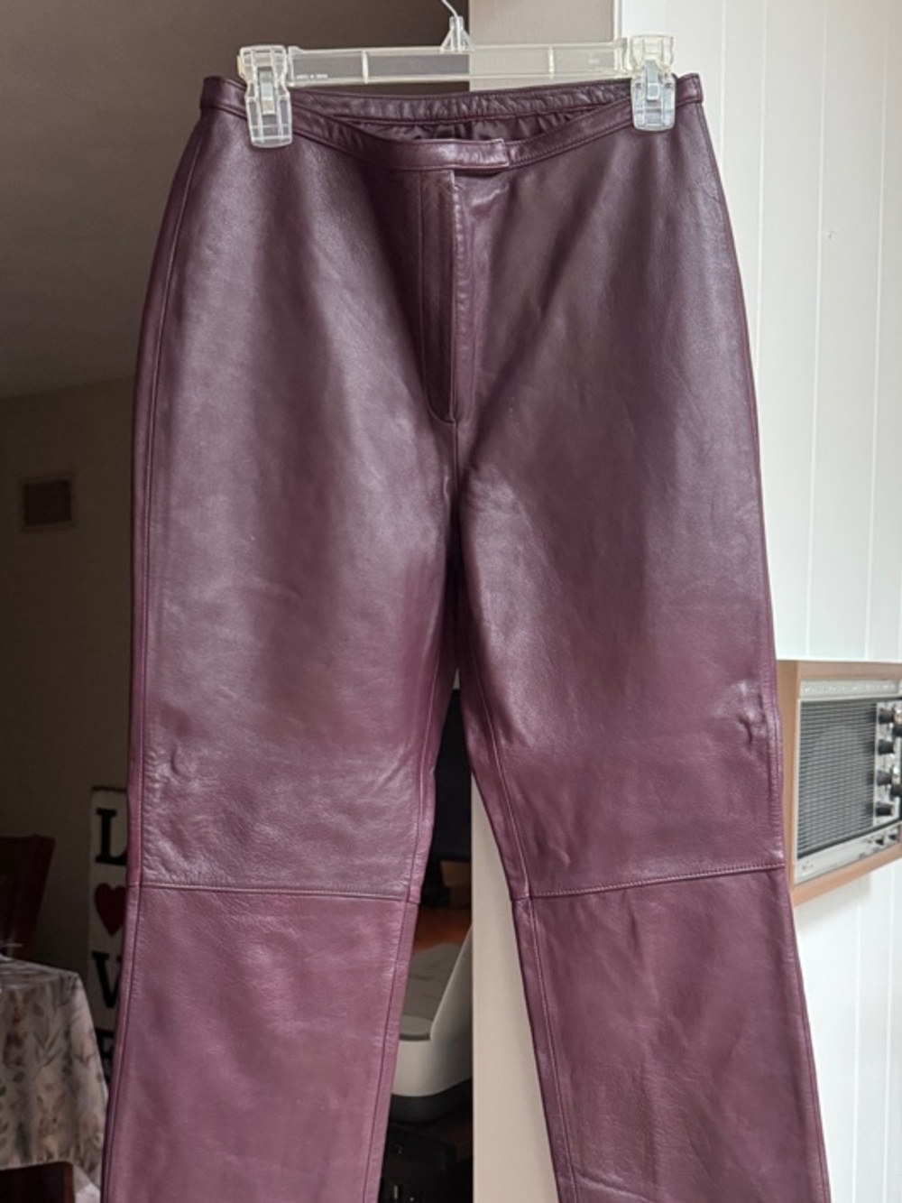 Women's Genuine Leather Pants in Deep Burgundy